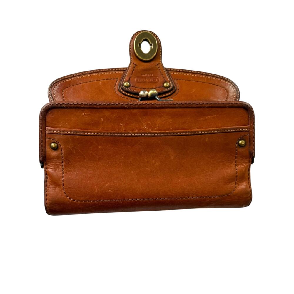 Vintage COACH Gigi Legacy Wallet Whiskey Brown Leather Turnlock Kisslock Frame - Picture 7 of 13
